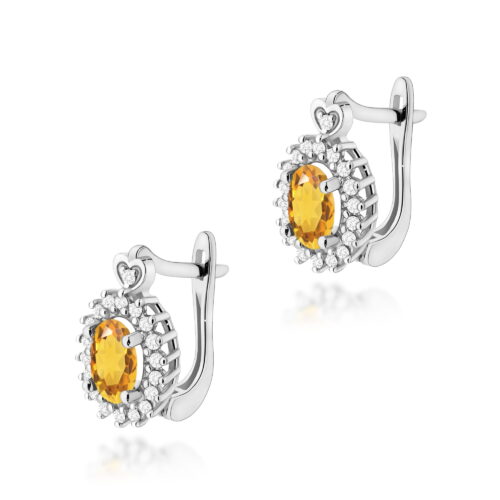 Kolczyki K0312 Cytryn 2 x 0,60ct białe złoto