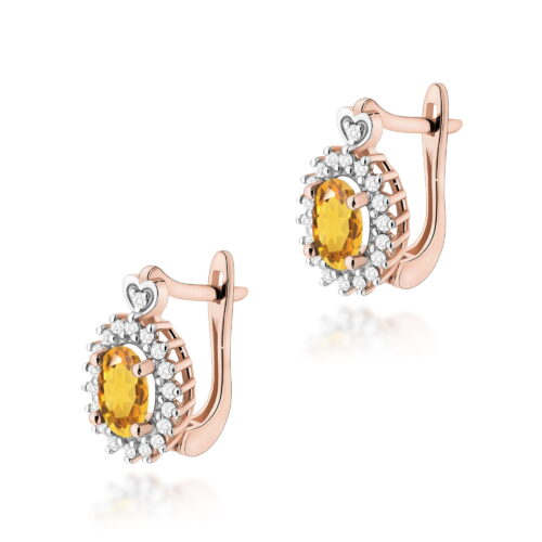 Kolczyki K0312 Cytryn 2 x 0,60ct różowe złoto