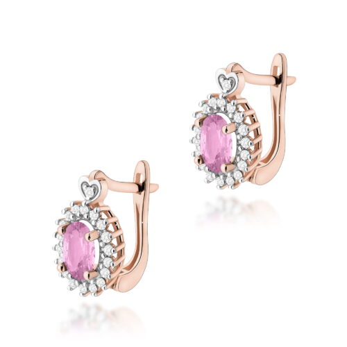 Kolczyki K0312 Szafir Różowy 2 x 0,45ct różowe złoto