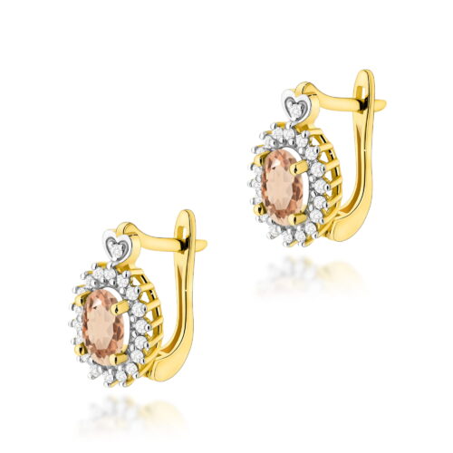 Kolczyki K0312 Morganit 2 x 0,40ct żółte złoto
