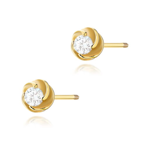 Kolczyki K0329 Diament 2 x 0,10ct żółte złoto sztyft zakręcany