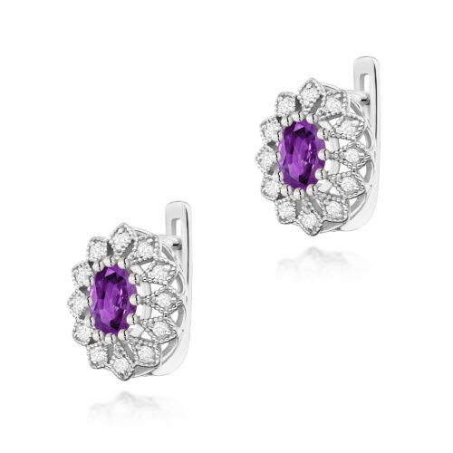 Kolczyki K0354 Ametyst 2 x 0,40ct białe złoto