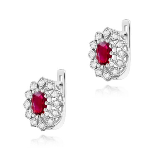 Kolczyki K0354 Rubin 2 x 0,60ct białe złoto
