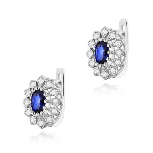 Kolczyki K0354 Szafir 2 x 0,70ct białe złoto