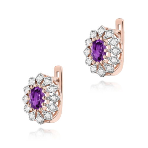 Kolczyki K0354 Ametyst 2 x 0,40ct różowe złoto