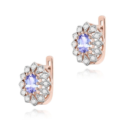 Kolczyki K0354 Tanzanit 2 x 0,40ct różowe złoto