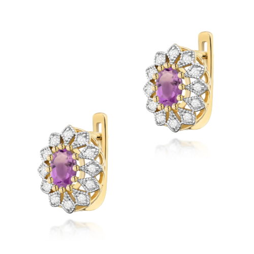 Kolczyki K0354 Ametyst 2 x 0,40ct żółte złoto