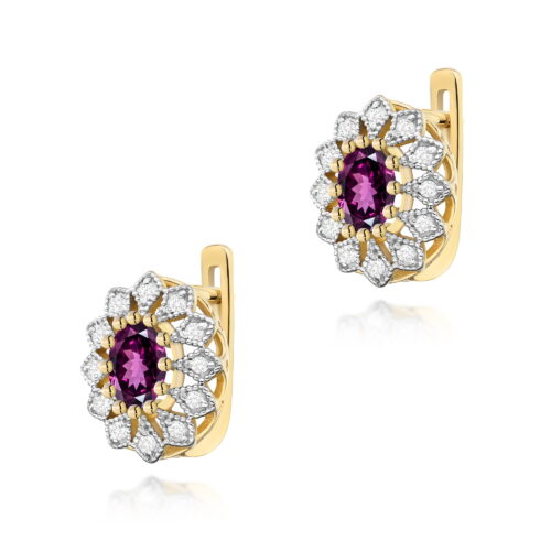 Kolczyki K0354 Rodolit 2 x 0,50ct żółte złoto