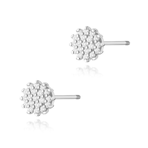 Kolczyki K0401 z diamentami białe złoto sztyft zakręcany