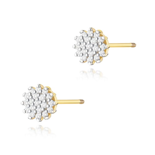 Kolczyki K0401 z diamentami żółte złoto sztyft zakręcany