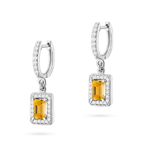 Kolczyki K0422 Cytryn 2 x 0,60ct białe złoto