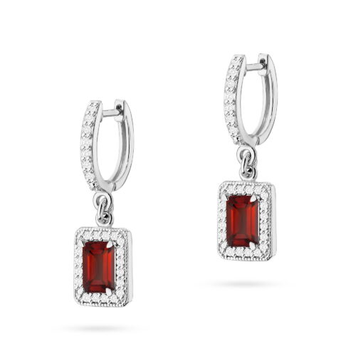 Kolczyki K0422 Granat 2 x 0,70ct białe złoto