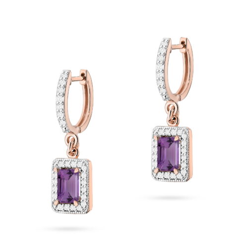 Kolczyki K0422 Ametyst 2 x 0,50ct różowe złoto