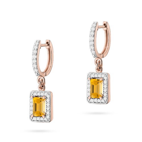 Kolczyki K0422 Cytryn 2 x 0,60ct różowe złoto