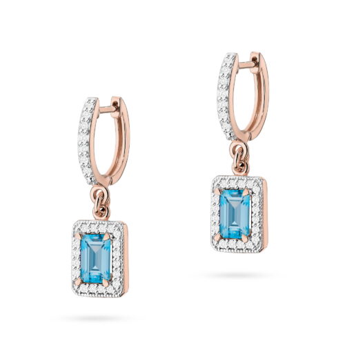 Kolczyki K0422 Topaz Swiss 2 x 0,65ct różowe złoto