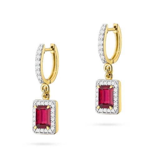 Kolczyki K0422 Rubin 2 x 0,80ct żółte złoto
