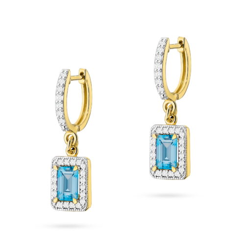 Kolczyki K0422 Topaz Swiss 2 x 0,65ct żółte złoto