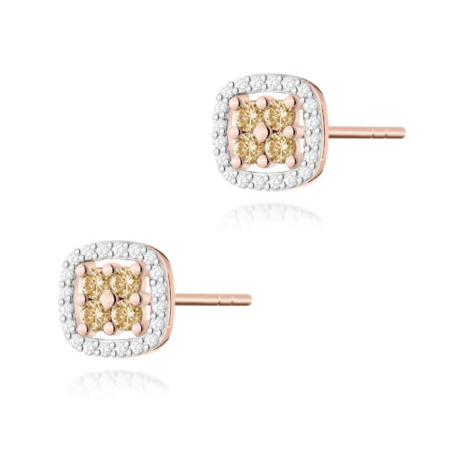 Kolczyki K0441 z diamentami różowe złoto
