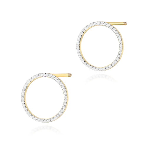 Kolczyki K0442 z diamentami żółte złoto sztyft zakręcany