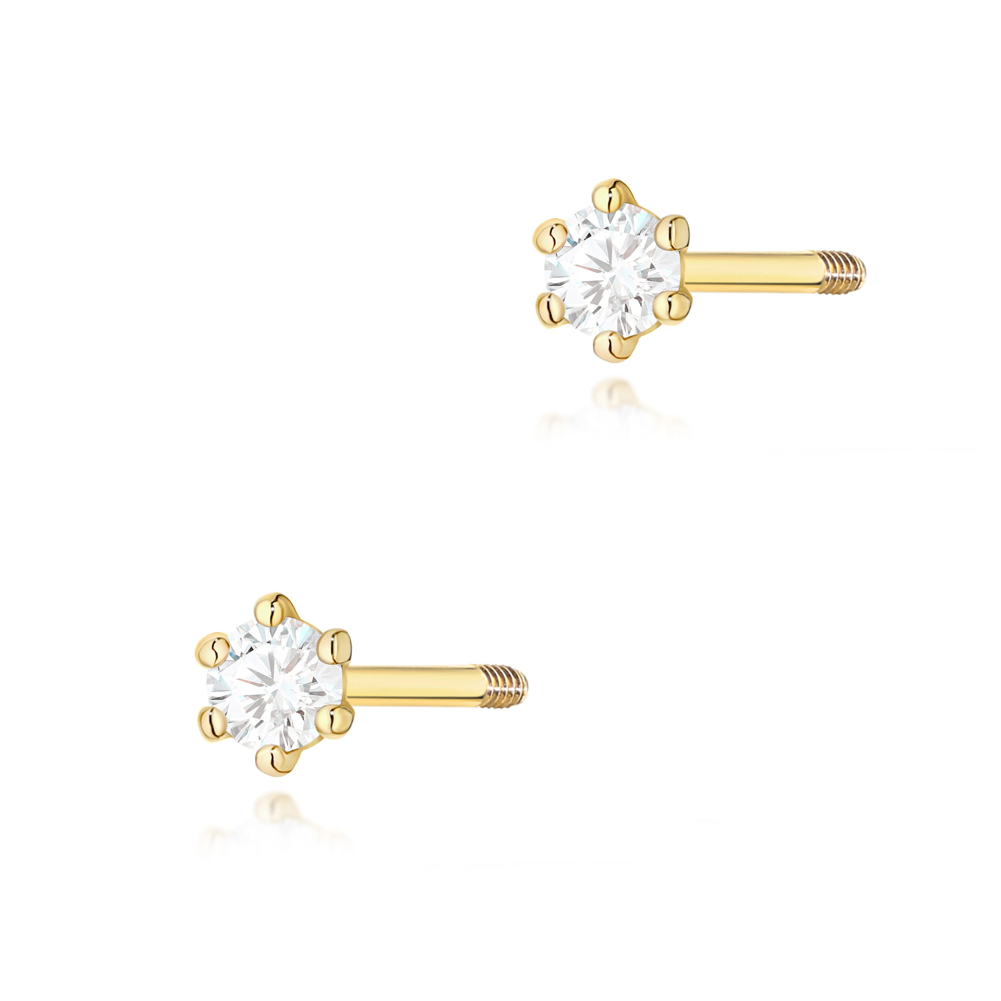 K0501.Z3.DIW.03_1 Kolczyki K0501 Diament 2 x 0,04ct żółte złoto sztyft zakręcany