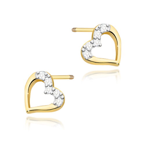 Kolczyki K0503 z diamentami żółte złoto sztyft zakręcany