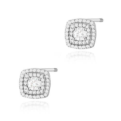 Kolczyki K0506 z diamentami laboratoryjnymi białe złoto sztyft zakręcany