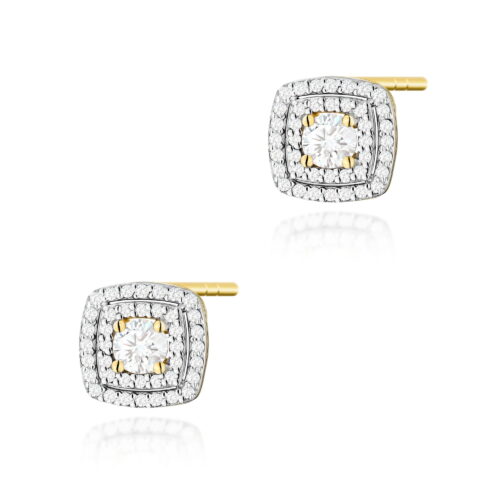 Kolczyki K0506 z diamentami laboratoryjnymi żółte złoto