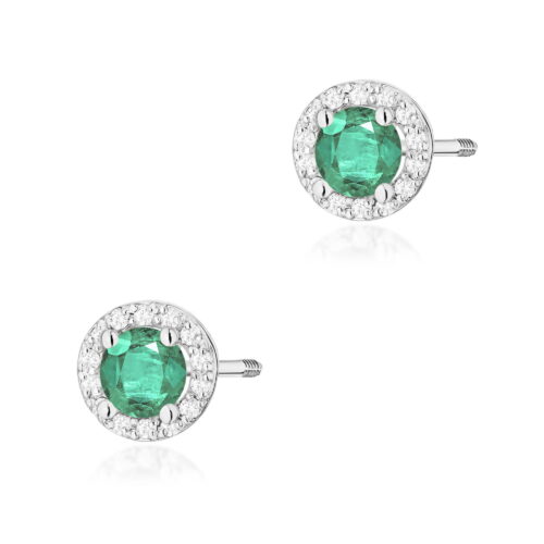 Kolczyki K0509 Szmaragd 2 x 0,50ct białe złoto sztyft zakręcany
