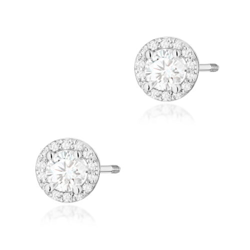 Kolczyki K0509 Biały Szafir 2 x 0,60ct białe złoto sztyft zakręcany