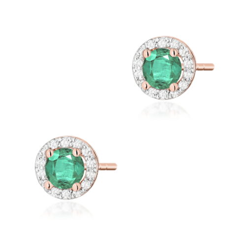 Kolczyki K0509 Szmaragd 2 x 0,50ct różowe złoto