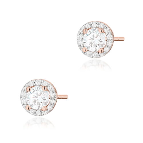 Kolczyki K0509 Biały Szafir 2 x 0,60ct różowe złoto