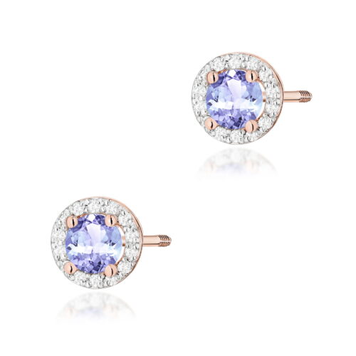 Kolczyki K0509 Tanzanit 2 x 0,50ct różowe złoto sztyft zakręcany