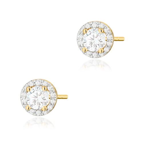 Kolczyki K0509 Biały Szafir 2 x 0,60ct żółte złoto