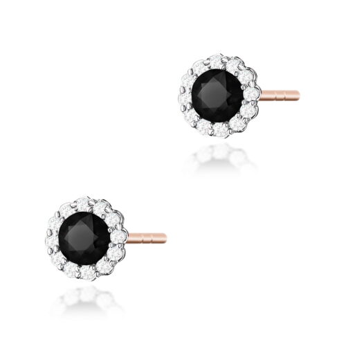 Kolczyki K0510 Czarny Diament 2 x 0,50ct różowe złoto