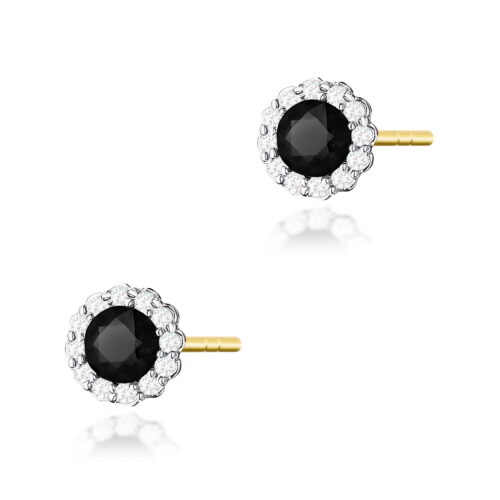 Kolczyki K0510 Czarny Diament 2 x 0,50ct żółte złoto