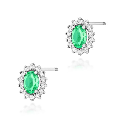 Kolczyki K0514 Szmaragd 2 x 0,40ct białe złoto sztyft zakręcany