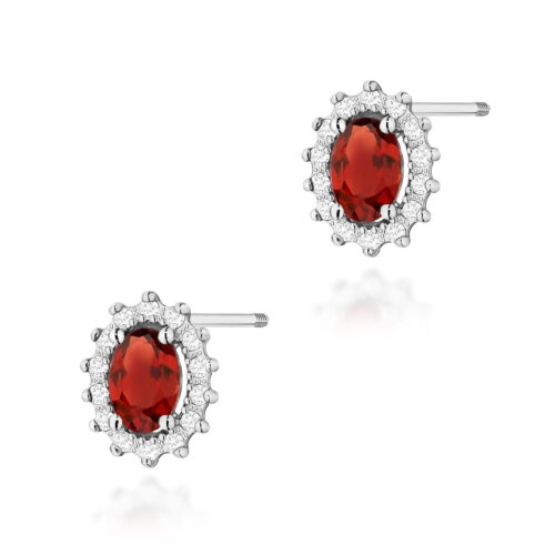 Kolczyki K0514 Granat 2 x 0,50ct białe złoto sztyft zakręcany