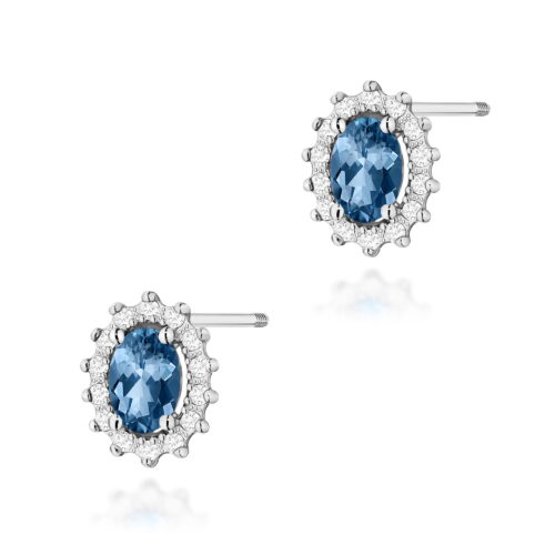 Kolczyki K0514 Topaz London Blue 2 x 0,50ct białe złoto sztyft zakręcany