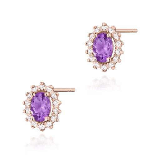 Kolczyki K0514 Ametyst 2 x 0,40ct różowe złoto