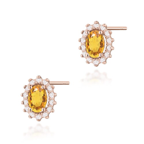 Kolczyki K0514 Cytryn 2 x 0,60ct różowe złoto