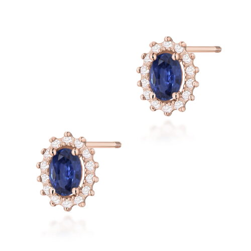 Kolczyki K0514 Szafir 2 x 0,70ct różowe złoto sztyft zakręcany