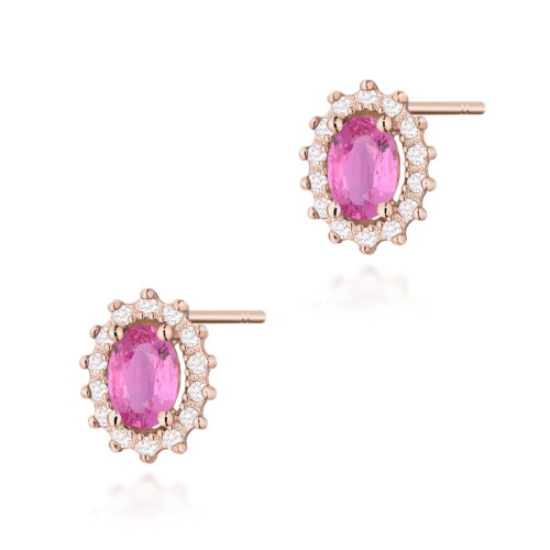 Kolczyki K0514 Różowy Szafir 2 x 0,50ct różowe złoto