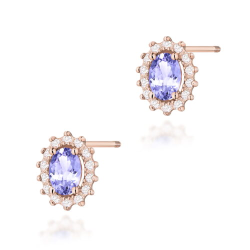 Kolczyki K0514 Tanzanit 2 x 0,40ct różowe złoto sztyft zakręcany
