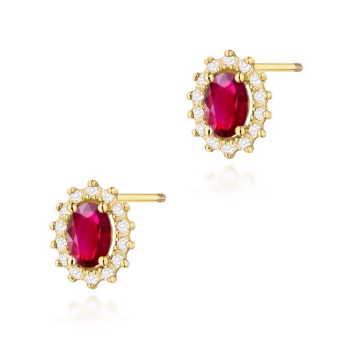 Kolczyki K0514 Rubin 2 x 0,60ct żółte złoto sztyft zakręcany