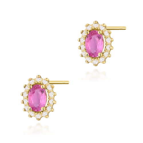 Kolczyki K0514 Różowy Szafir 2 x 0,50ct żółte złoto