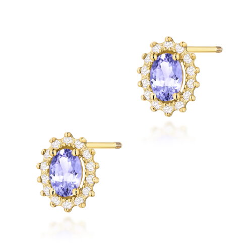 Kolczyki K0514 Tanzanit 2 x 0,40ct żółte złoto sztyft zakręcany