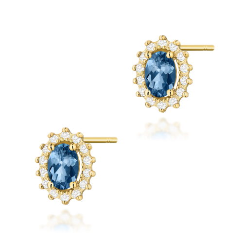 Kolczyki K0514 Topaz London Blue 2 x 0,50ct żółte złoto