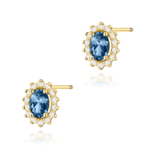 Kolczyki K0514 Topaz London Blue 2 x 0,50ct żółte złoto sztyft zakręcany
