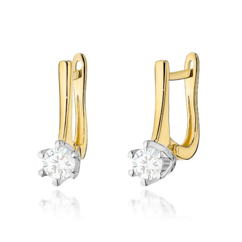 Kolczyki K0520 Diament Laboratoryjny 2 x 0,30ct żółte złoto
