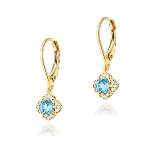 Kolczyki K0571 Topaz Swiss 2 x 0,25ct żółte złoto